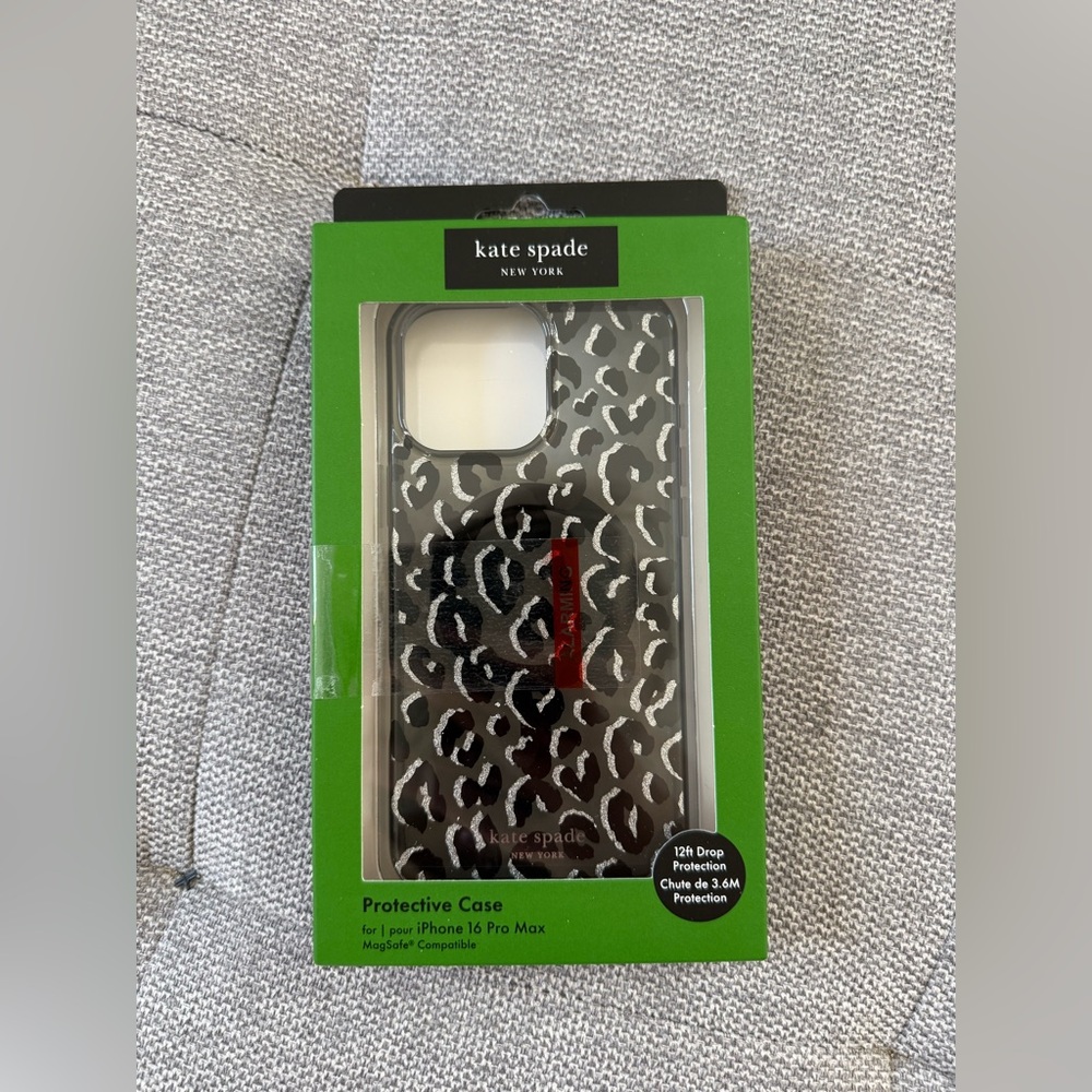 Kate Spade Black Leopard Glitter iPhone 16 Pro Max Case